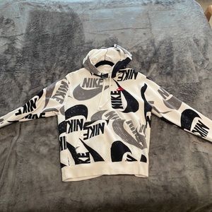 Nike- Hoodie Sweatshirt - Size S- White/ Black/ Grey Red Logos